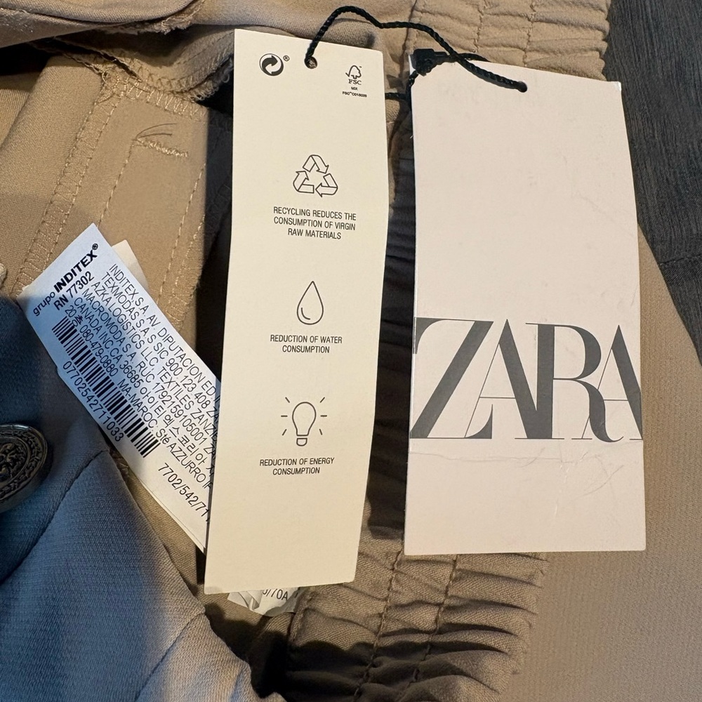 Zara Beige High-Waist Trousers - Picture 2 of 10